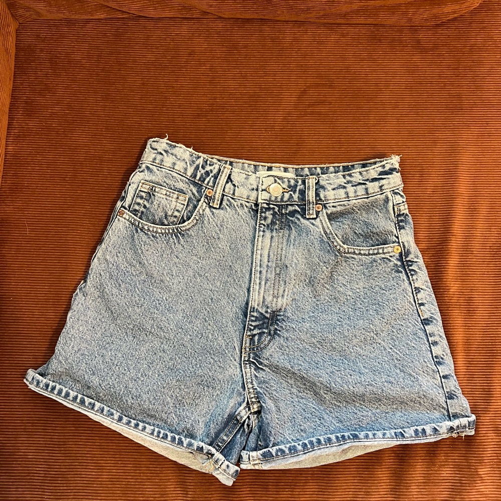 Zara Blue Jean Shorts with Frayed Hems